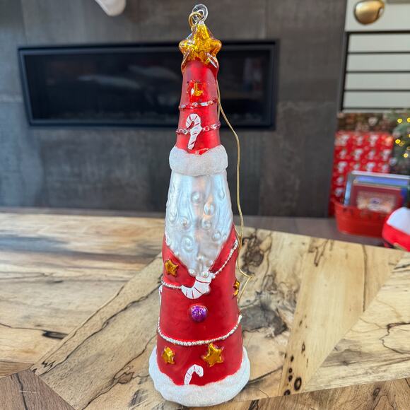 Mercury Glass Santa Claus Christmas Ornament, 12”H, Holiday Decor, Colorful - Picture 4 of 8